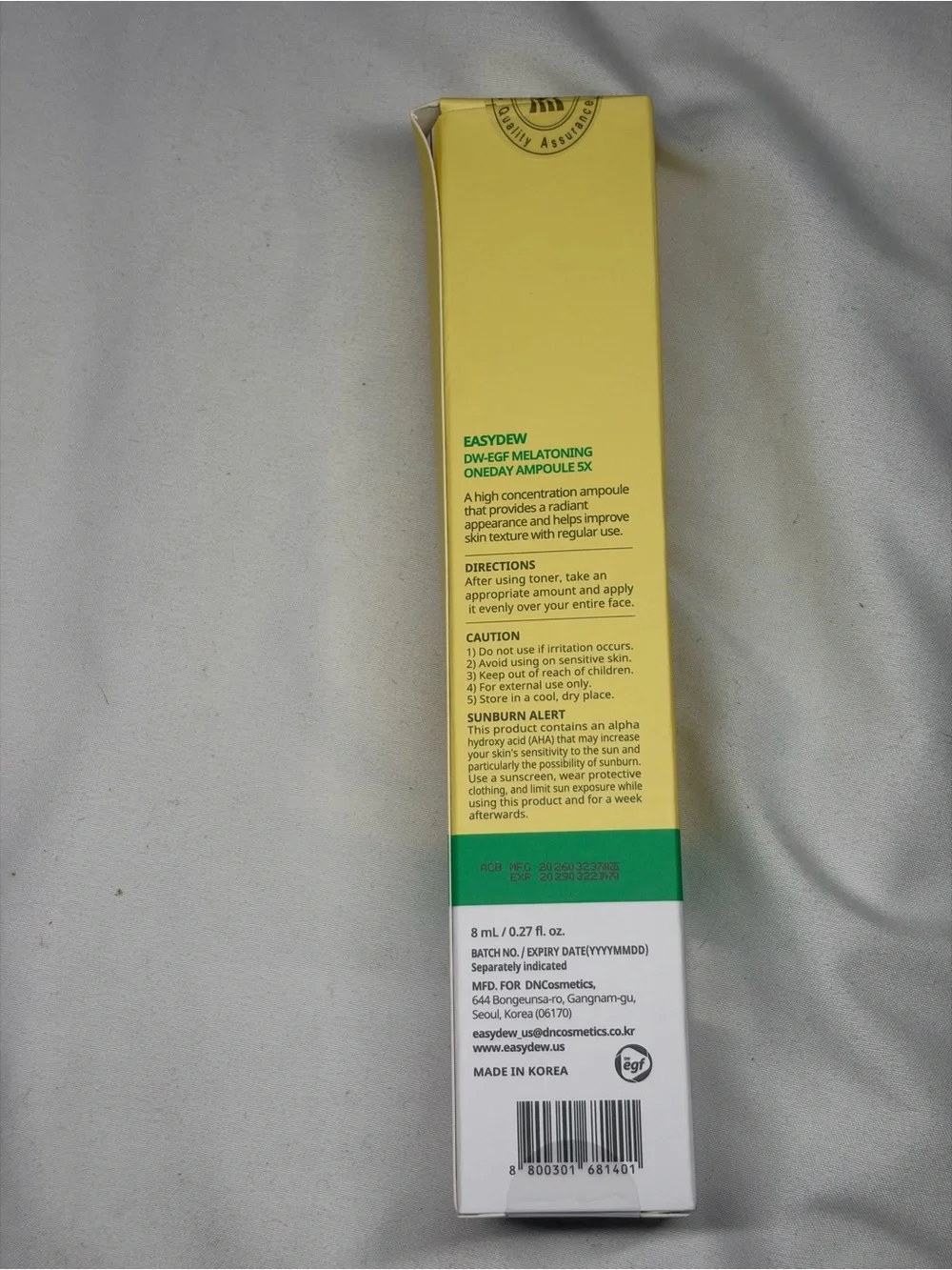DW-EGF Melatoning One Day Ampoule 5X - Yellow